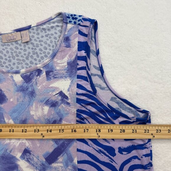 LOGO Layers Mixed Animal Print Tank Top Tunic Color Block Blue Pink Plus Size 1X - Picture 8 of 9